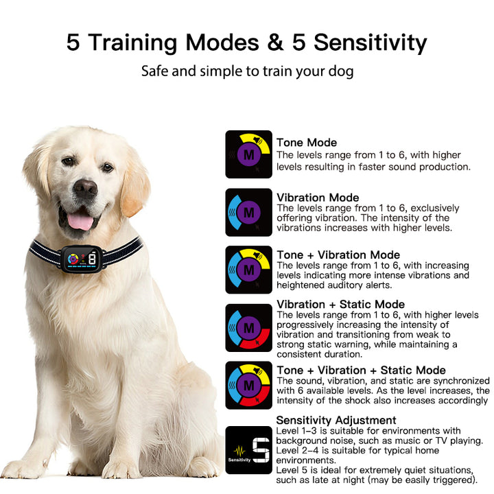 B630 Stop Dog Bark Collar with 5 Training Mode - PETHEY